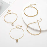 Personalized Golden Butterfly Adjustable 4-piece Anklet