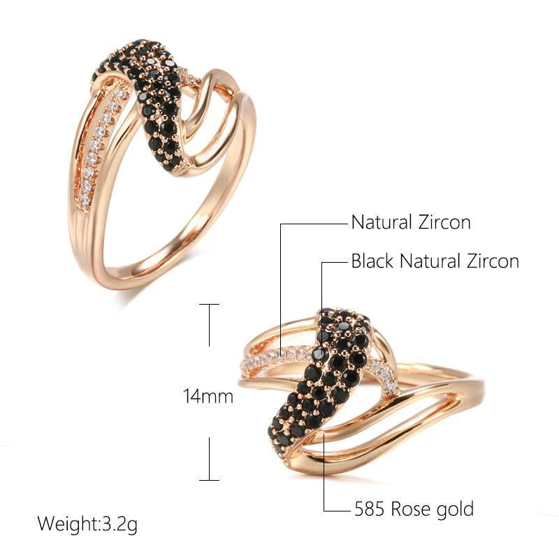 Black And White Diamond Ring Female Fashionable Rose Gold
