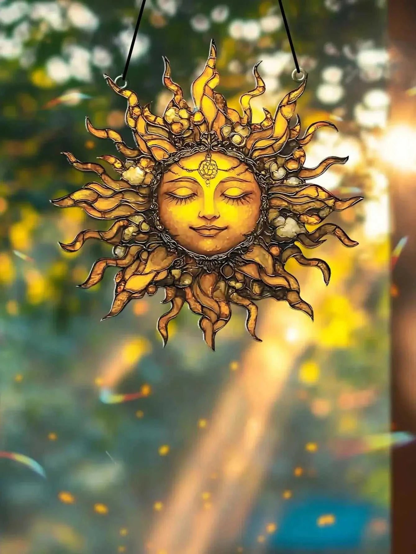 Boho Style Sun Face Suncatcher Bedroom Living Room Window Decor Sun Hanging Decorations Unique Gift for Home & Garden Art Lovers