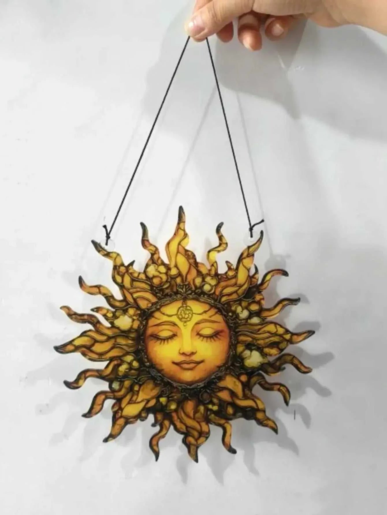 Boho Style Sun Face Suncatcher Bedroom Living Room Window Decor Sun Hanging Decorations Unique Gift for Home & Garden Art Lovers