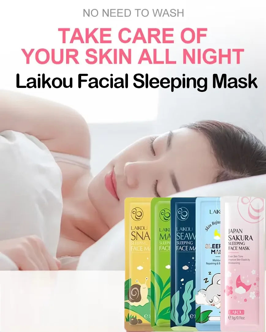 LAIKOU Moisturizing Facial Mask Hydrating Sleeping Face Sheet Masks Repairing & Nourishing Night Face Mask Skin Care 5pcs