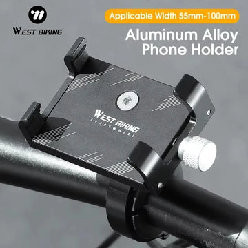 WEST BIKING Cycling Phone Holder Lightweight Aluminum Alloy Bike Handlebar Phone Bracket Phone Mount MTB Road Bike Accessories