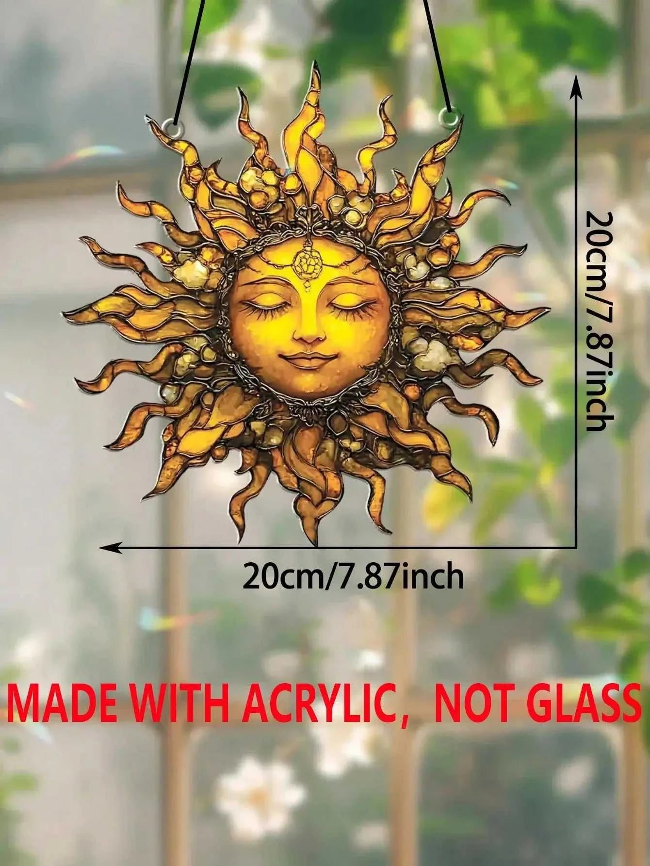 Boho Style Sun Face Suncatcher Bedroom Living Room Window Decor Sun Hanging Decorations Unique Gift for Home & Garden Art Lovers