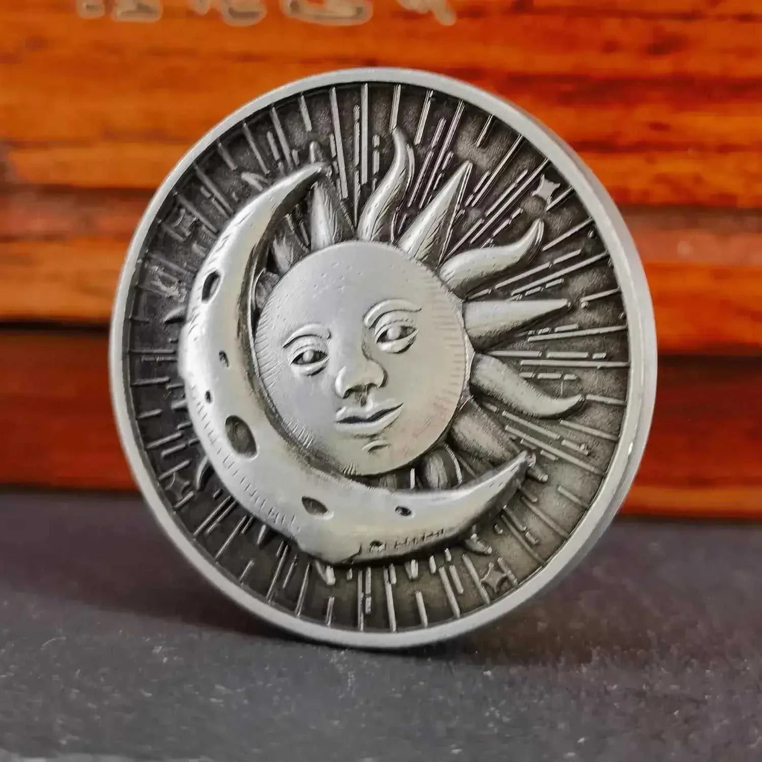 Sun Moon Ouroboros All-Seeing Eye Lucky Coin with 3D Relief Design Unique Challenge Coin