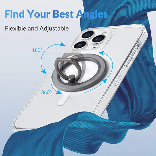 Magnetic Phone Ring Holder for iPhone 15 14 13 12 Magsafe Accessories - Magnetic Phone Grip - Adjustable Phone Finger Ring Grip