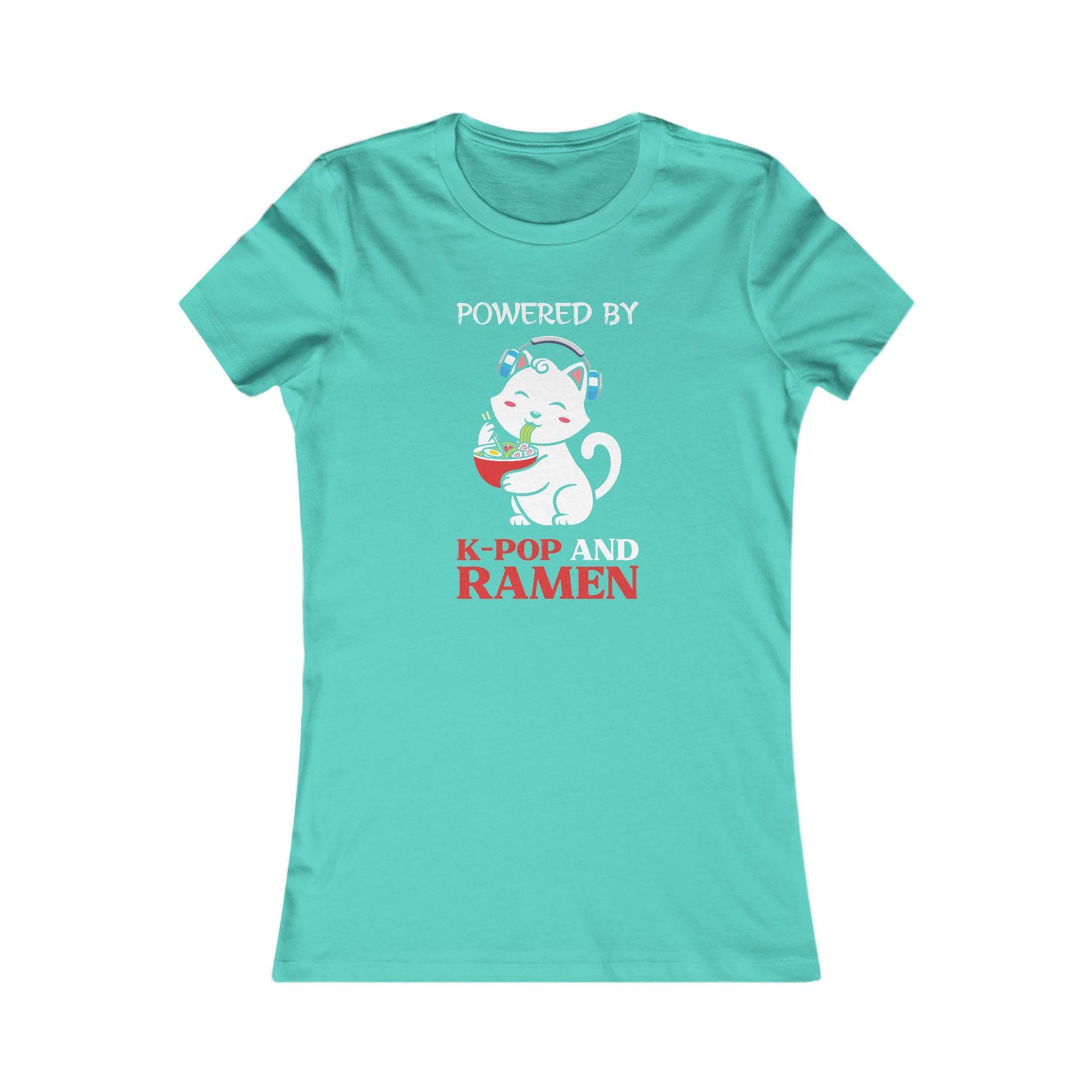 Powered by K-Pop and Ramen Women's Favorite Tee - Fun K-Pop & Ramen Lover Shirt, Trendy Gift for K-Drama Fans and Foodies