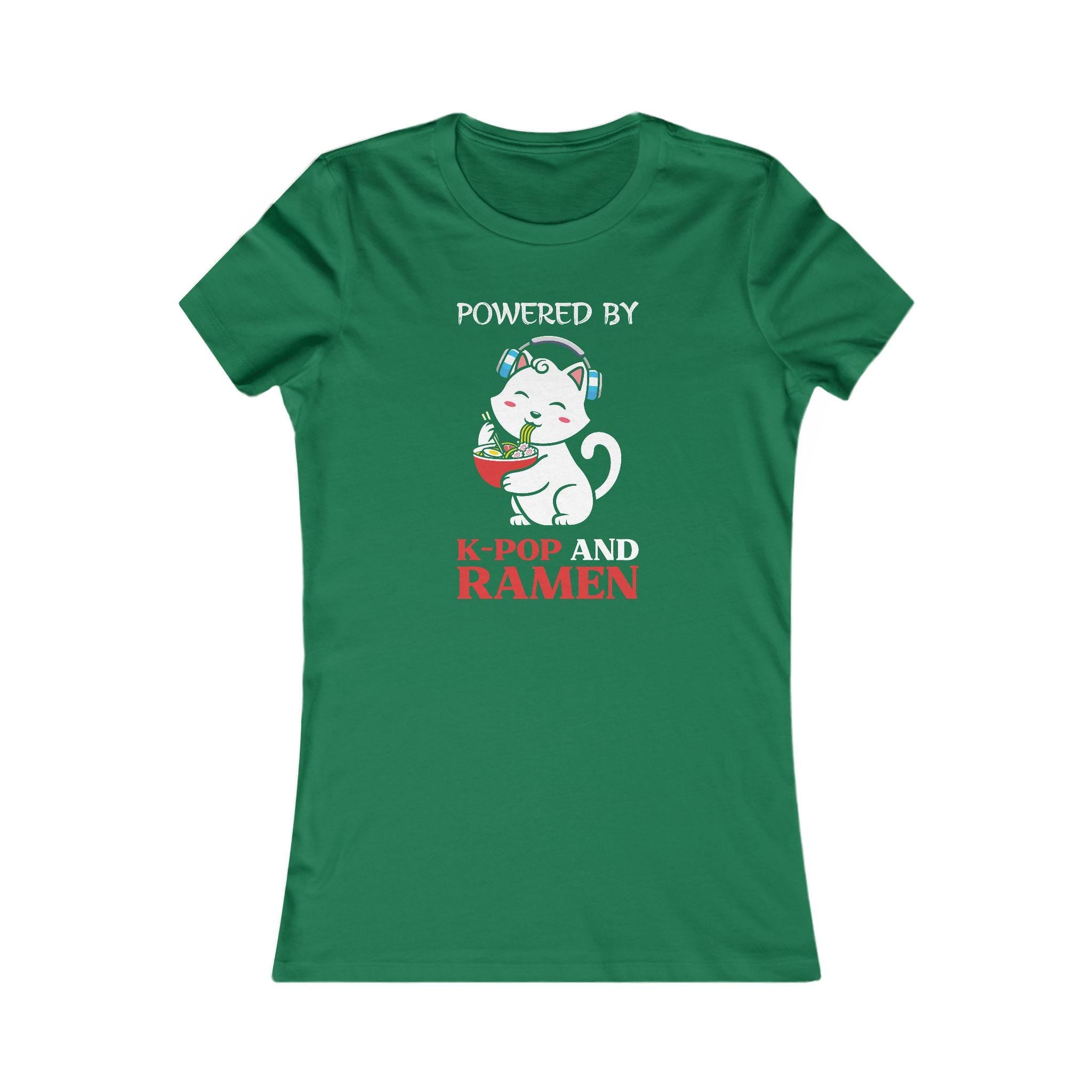 Powered by K-Pop and Ramen Women's Favorite Tee - Fun K-Pop & Ramen Lover Shirt, Trendy Gift for K-Drama Fans and Foodies