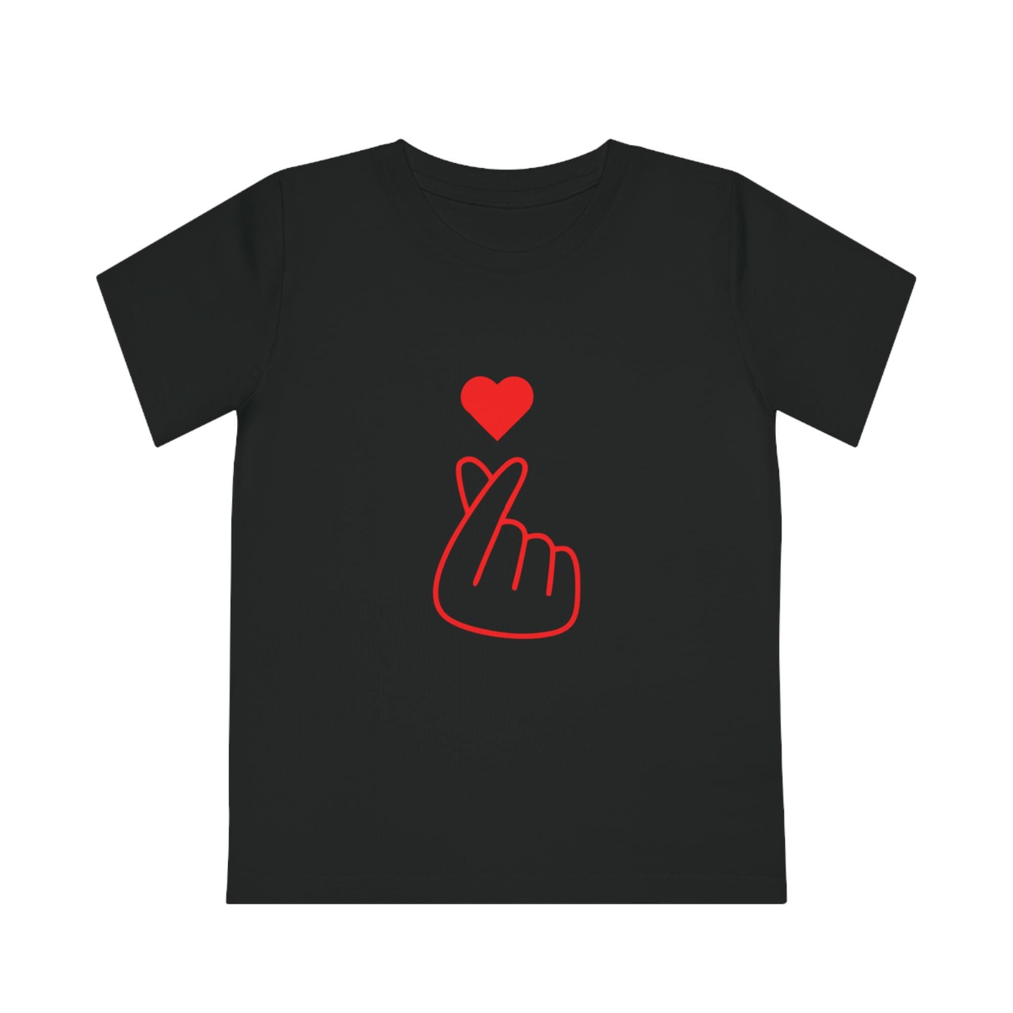 Red Love Heart Finger K-Pop Design Kids' Creator T-Shirt, Trendy and Cute, for K-Pop Fans, Comfortable & Stylish Gift for Young Music Lovers