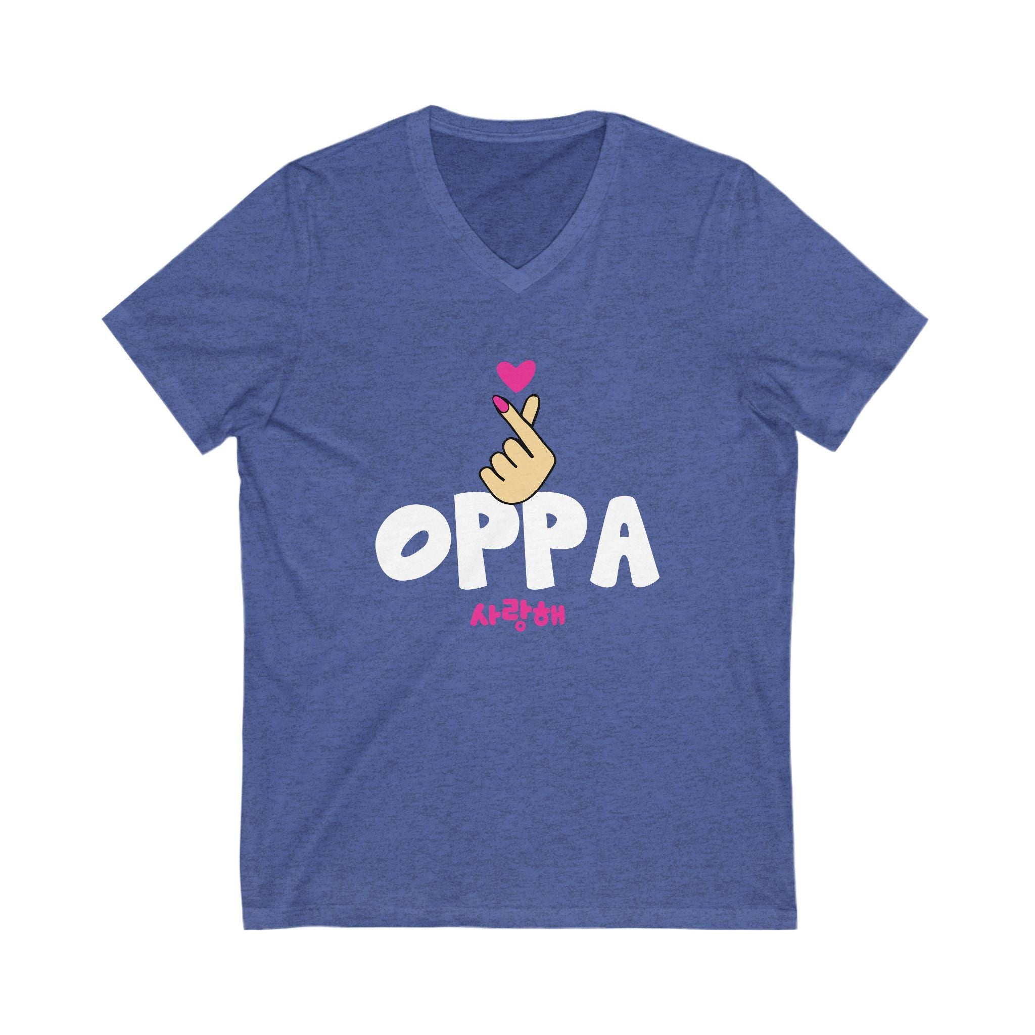 Pick Finger Oppa Chinese Unisex Jersey Short Sleeve V-Neck Tee, Trendy & Comfortable, Perfect for K-Drama Fans, K-Pop Lovers and Casual Wear