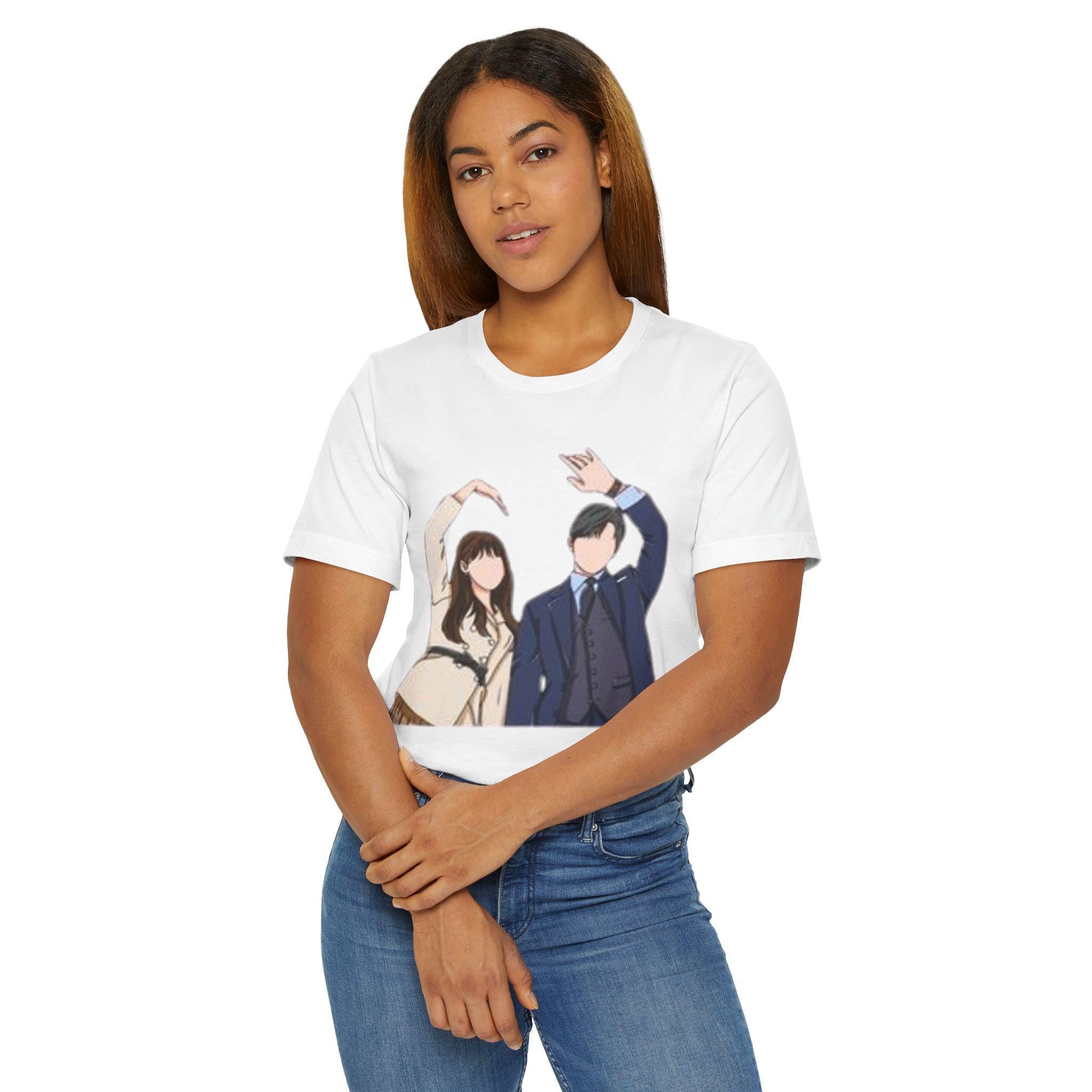 K-Drama Dancing Man and Woman Unisex Jersey T-Shirt, Stylish and Comfortable, Perfect for K-Drama Fans, Trendy Dance Lovers Shirt
