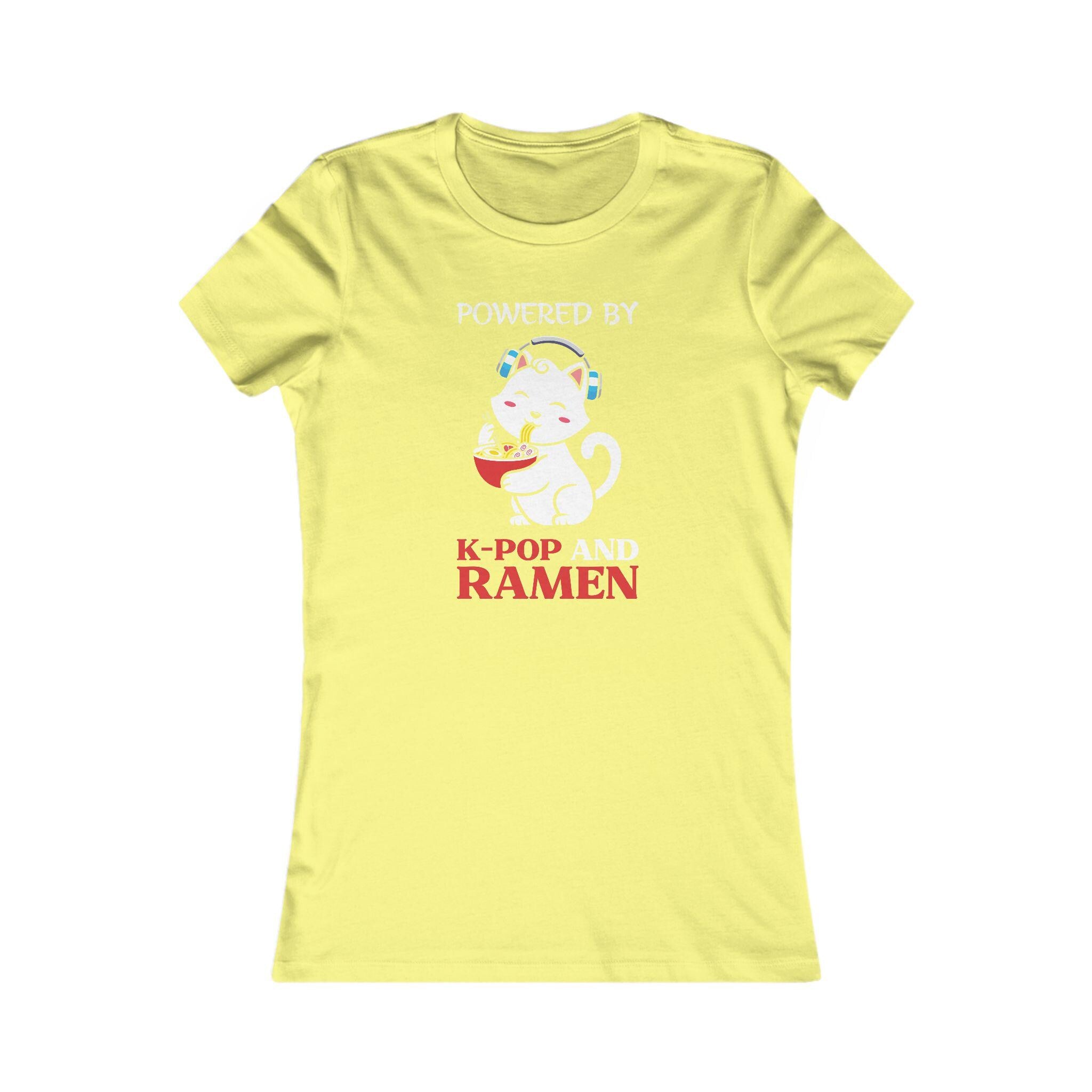 Powered by K-Pop and Ramen Women's Favorite Tee - Fun K-Pop & Ramen Lover Shirt, Trendy Gift for K-Drama Fans and Foodies