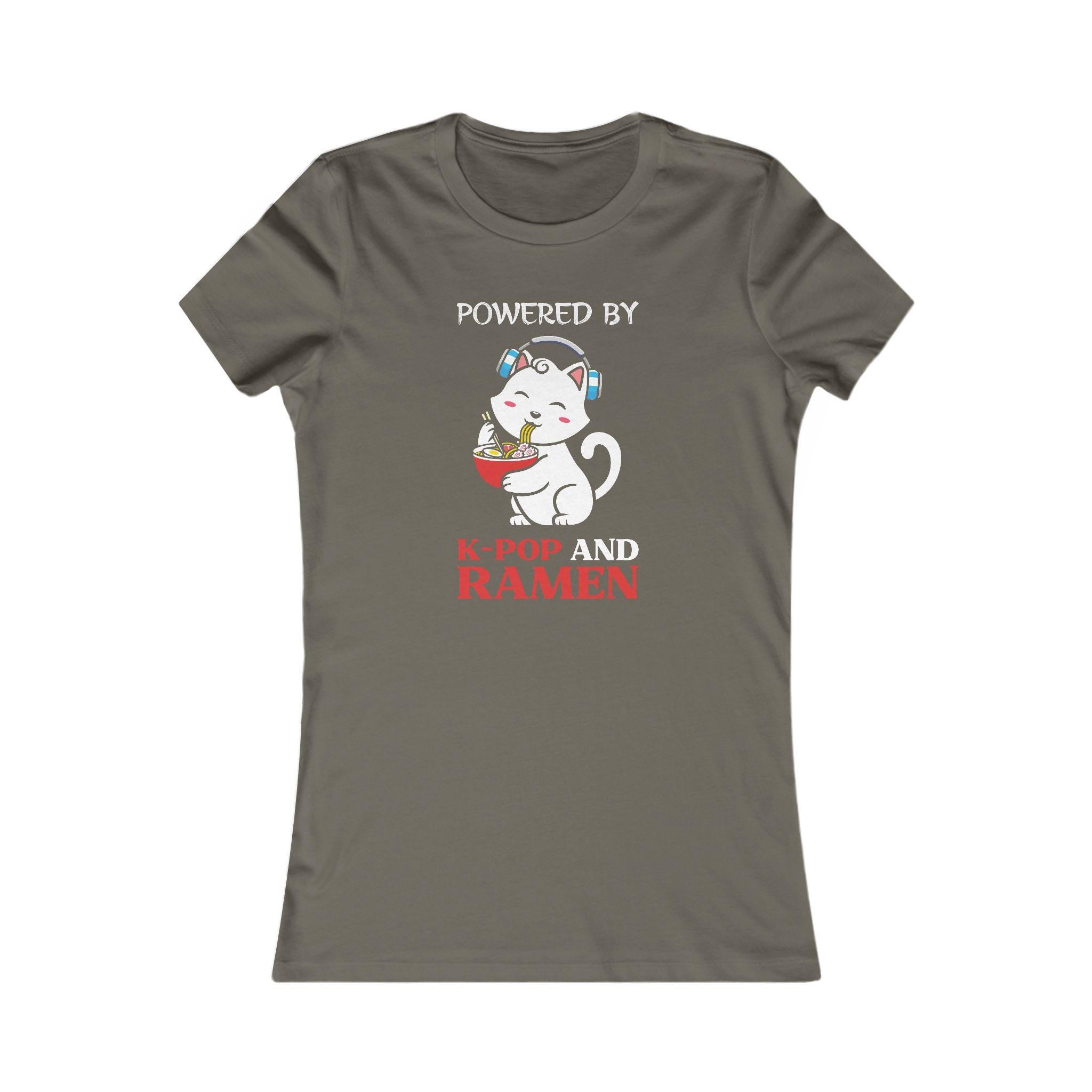 Powered by K-Pop and Ramen Women's Favorite Tee - Fun K-Pop & Ramen Lover Shirt, Trendy Gift for K-Drama Fans and Foodies
