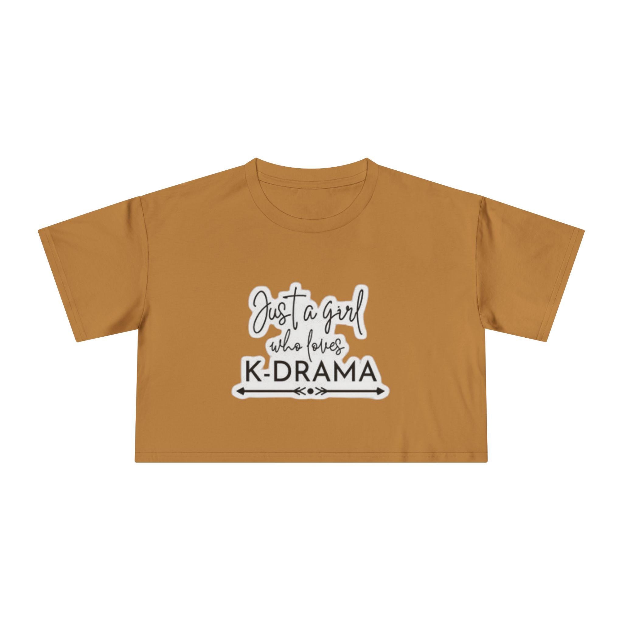 Just a Girl Who Loves K-Drama Camiseta feminina curta - Camiseta K-Drama da moda para fãs, presente estiloso para amantes de dramas coreanos