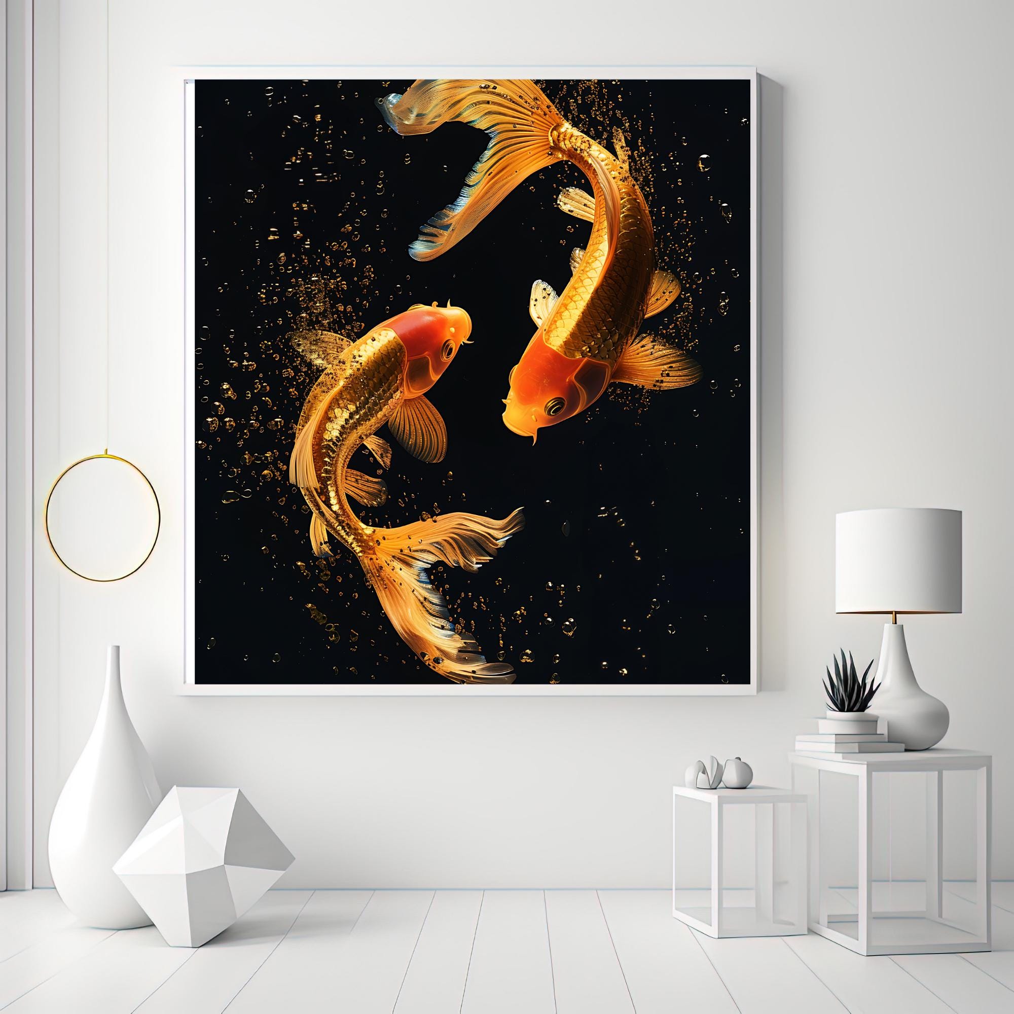 Fantastic Goldfish Wall Art, Whimsical Goldfish Printable Wall Art, Goldfish Digital Wall Art Print, Digital Wall Art
