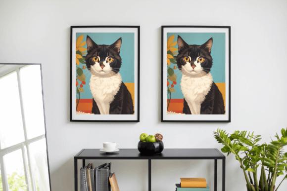 Cute Cat Painting Wall Art, Digital Cat Painting Download, Kitten Wall Decor, Cat Lover Gift, Animal Nursery Print