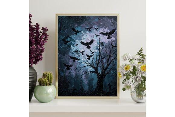 Ravens Gothic Printable Wall Art, Raven Printable Wall Art, Digital Wall Art