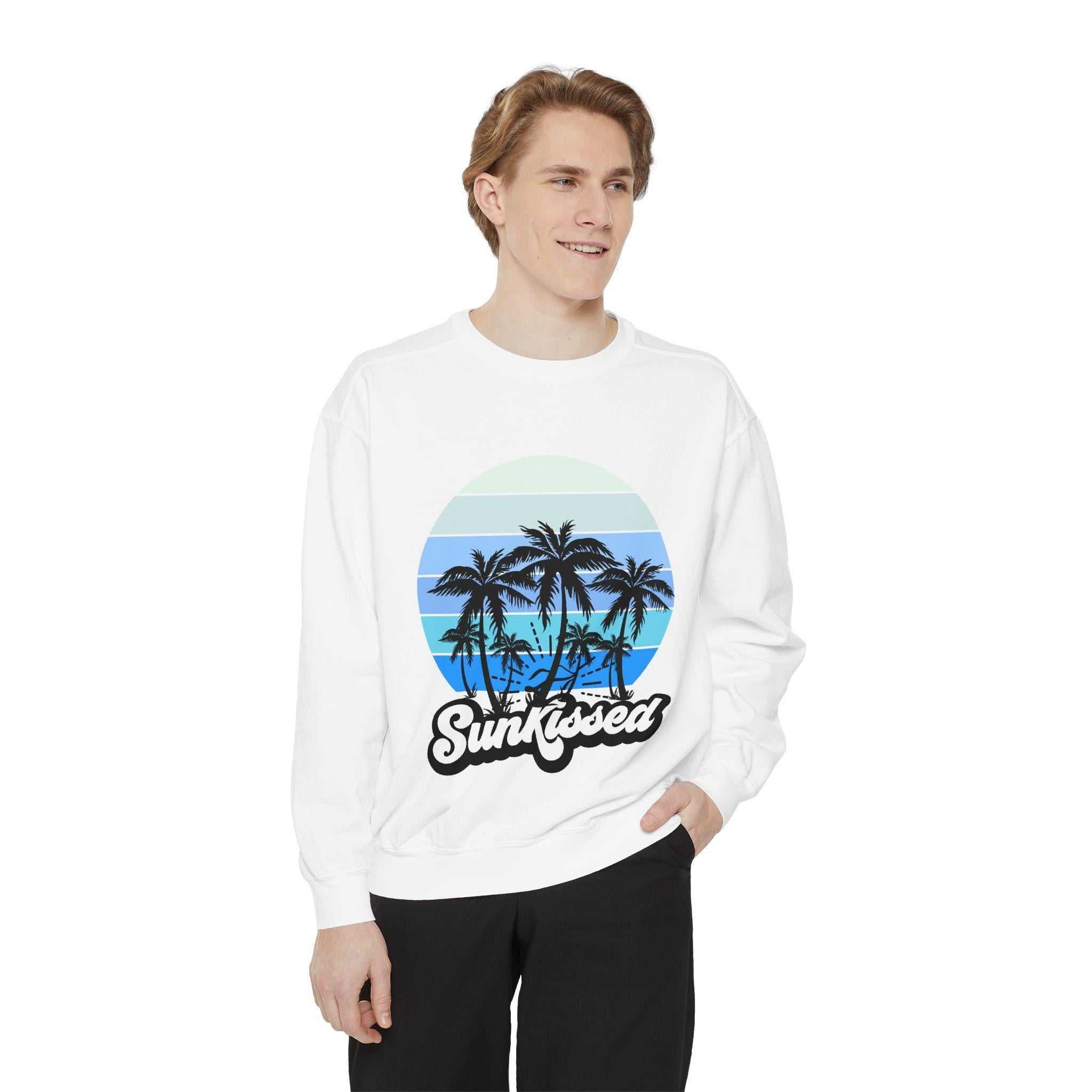 Sunkissed Palm Tree Sweatshirt, Unisex Crewneck, Beach Vibes, Summer Apparel, Casual Wear, Gift for Her
