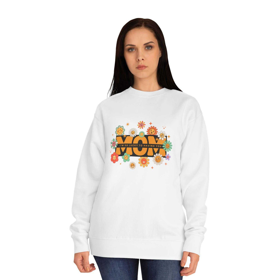 Flower Power Unisex Crew Sweatshirt, Vintage Floral Graphic, Cozy Casual Wear, Perfect Gift for Her, Summer Vibes, Everyday Comfort