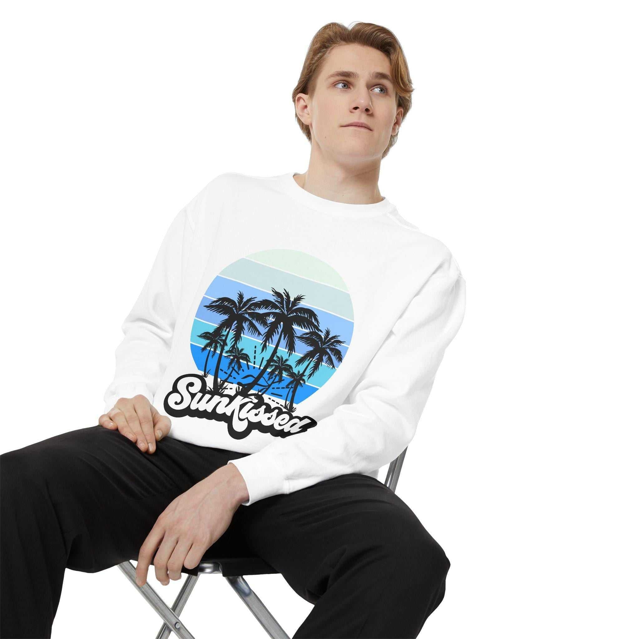 Sunkissed Palm Tree Sweatshirt, Unisex Crewneck, Beach Vibes, Summer Apparel, Casual Wear, Gift for Her