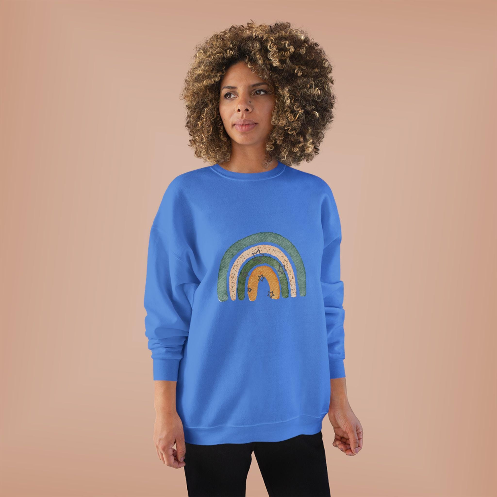 Rainbow Eco-Friendly Crewneck Sweatshirt, Unisex Sweatshirt, Sustainable Fashion, Cozy Apparel, Gift for Nature Lovers, Casual Wear